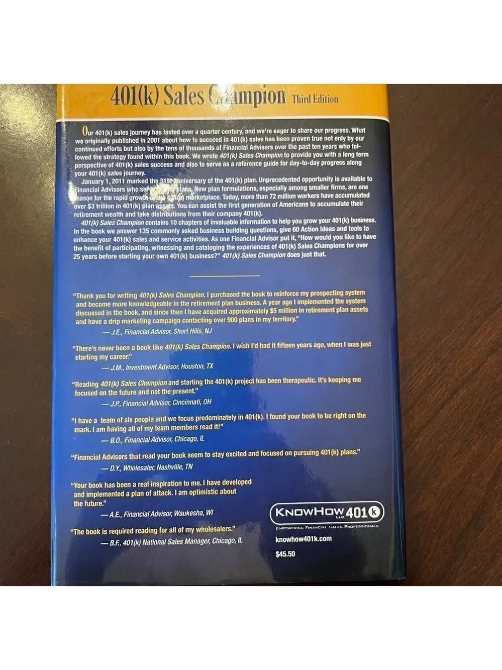 401(k) Sales Champion By Christopher Barlow & Steven D. Wilt. Third Ed. Hardback